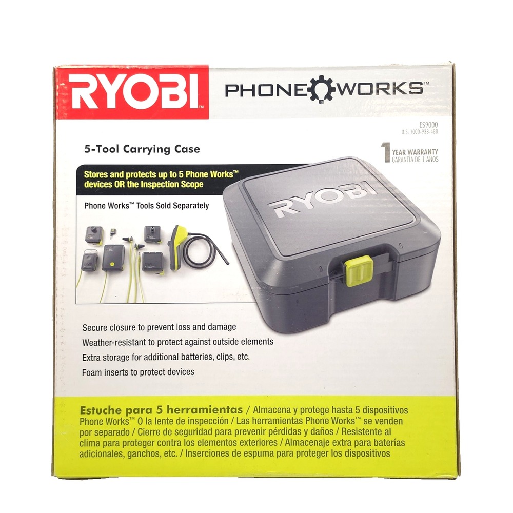 Ryobi Phone Works 5-Tool Carrying Case ES9000 Weather Resistant Storage Box